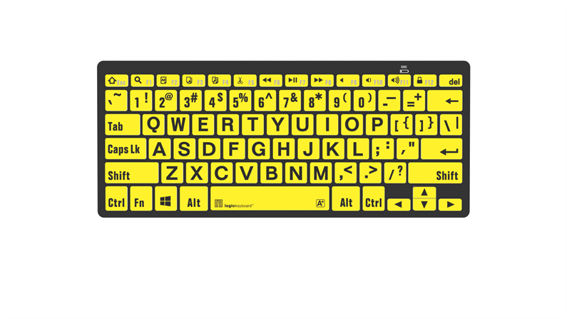 LargePrint Black on Yellow - PC Bluetooth Mini Keyboard LogicKeyboard