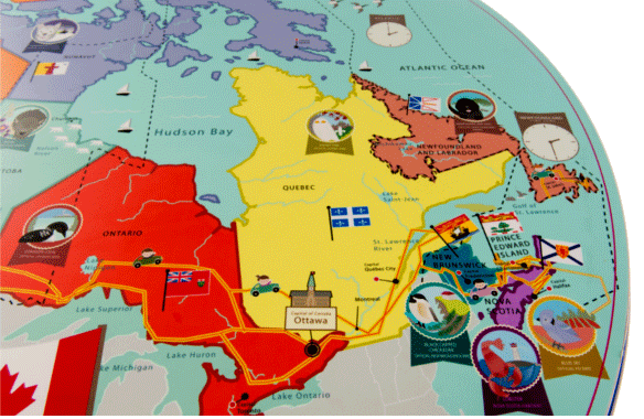 Bilingual Canada Map Table