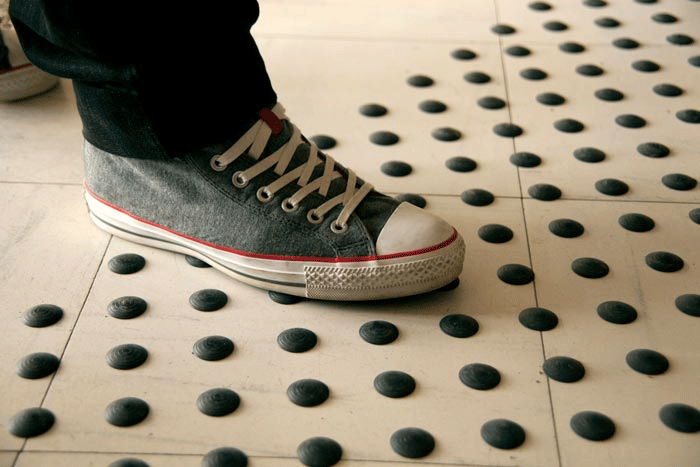 Tactile Floor Domes walking on
