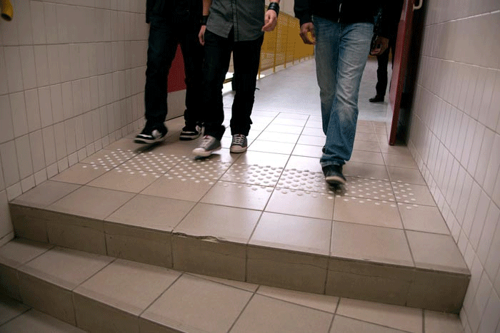 Tactile Floor Domes before steps