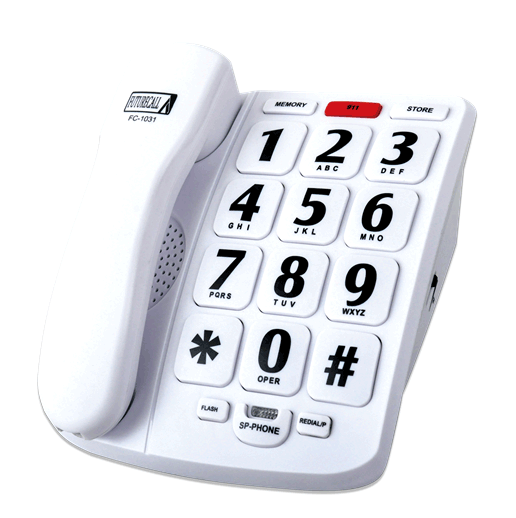 Big Button phone FC-1031 with 40db Handset Volume, High Quality Speakerphone and 10 one touch memories