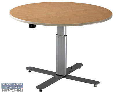 Adjustable Large Round Table – Powered Populas Furniture