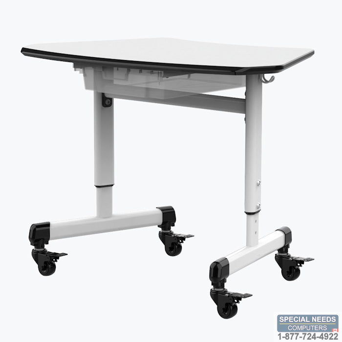 Height-Adjustable Trapezoid Student Desk with Drawer