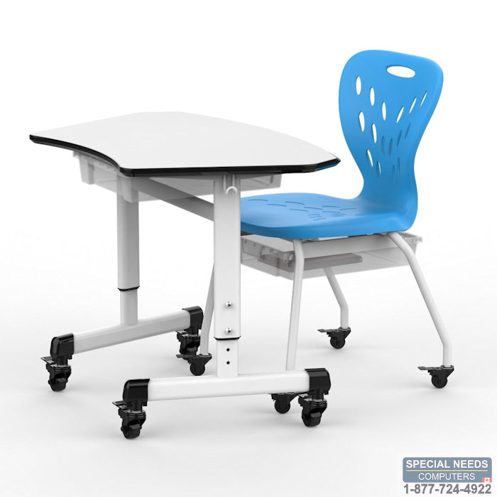 Height-Adjustable Trapezoid Student Desk with Drawer