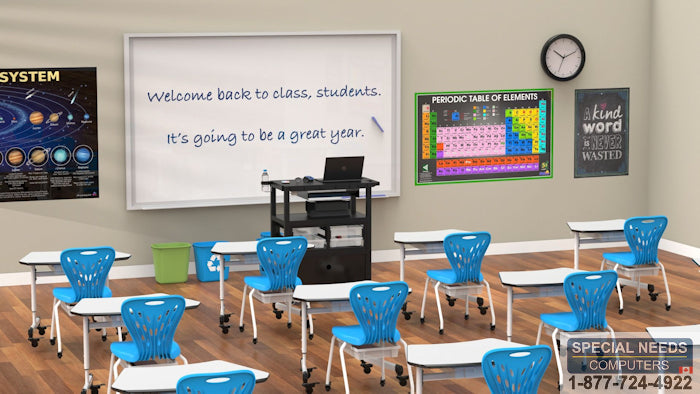 Height-Adjustable Trapezoid Student Desk with Drawer