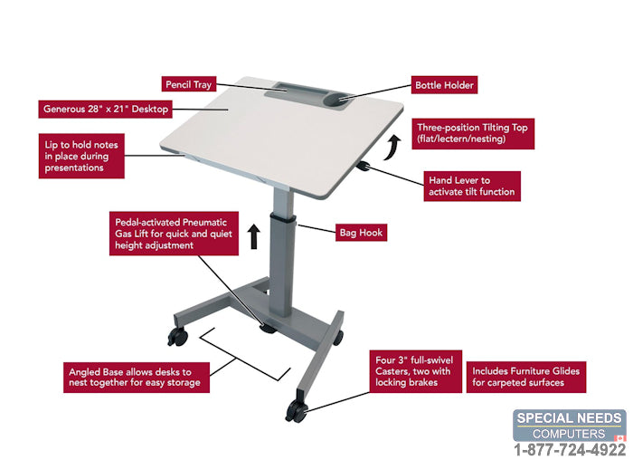 Pneumatic Adjustable Height Flip Top Student Desk/Nesting Desk
