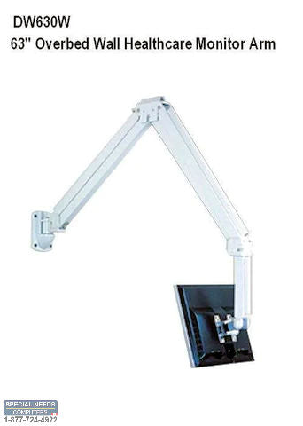 Overbed Hospital LCD Monitor Wall Mount 63" Arm - 1