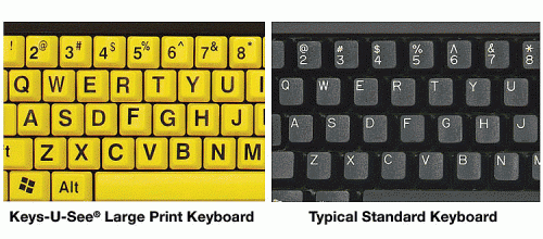 Keys-U-See Large Print Keyboard Compared to Standard Keyboard