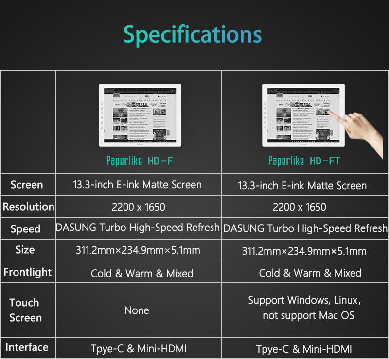 Dasung 13.3" E-ink Monitor Paperlike HD-F(Frontlight)/HD-FT (Frontlight & Touchscreen) - 11