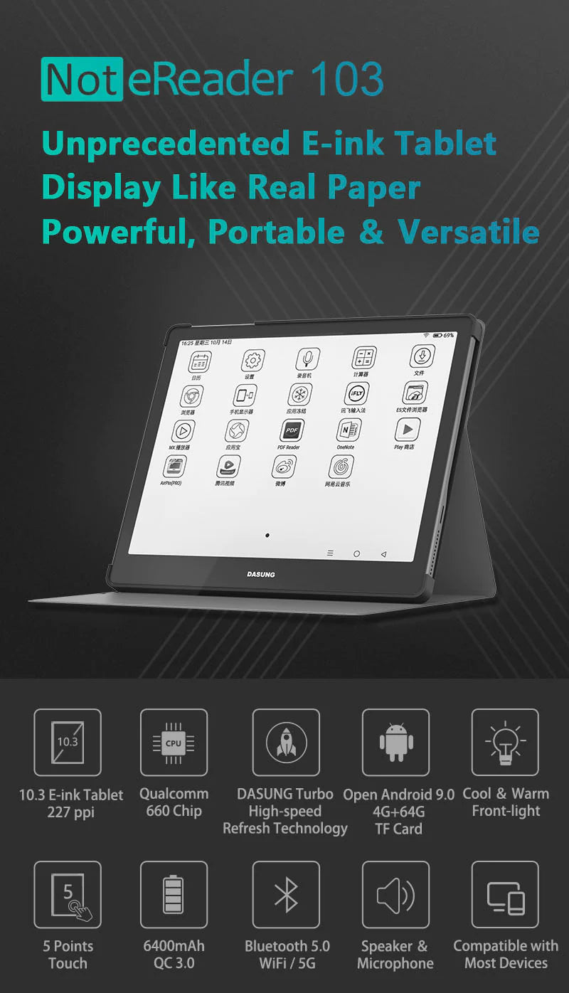 Dasung Not-eReader 103: Functional Smart E-ink Tablet Specifications