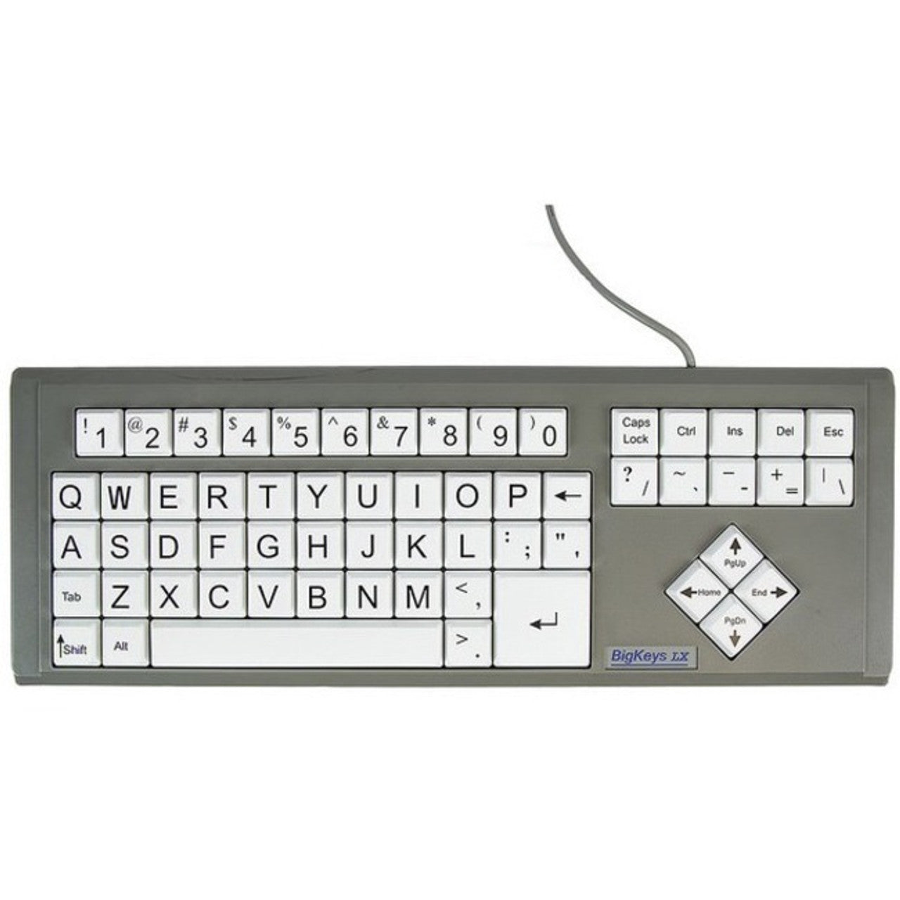 Ablenet BigKeys LX - QWERTY Wired Keyboard Black Print on 1-in/2.5-cm Large White Keys