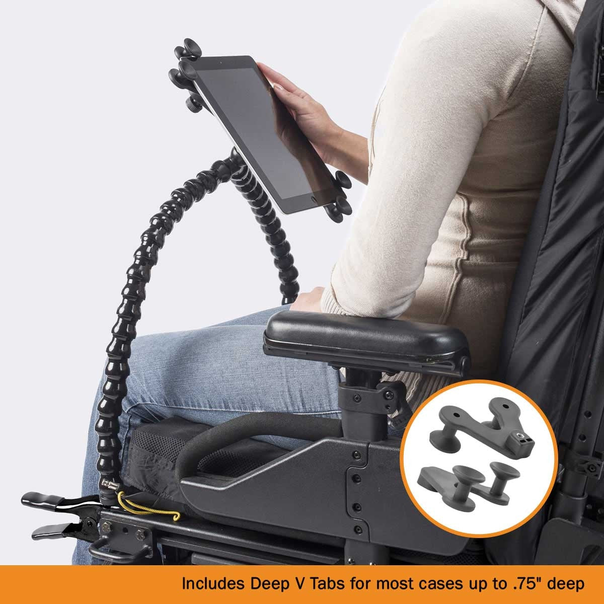 Tablet Holder w/Spring Clamp 18 inch Dual Arm Deep V #117162 Special Needs Computers - 1