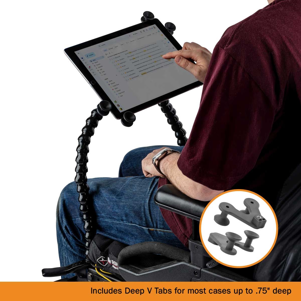 Tablet Holder w/Spring Clamp 18 inch Dual Arm Deep V #117162 Special Needs Computers - 4