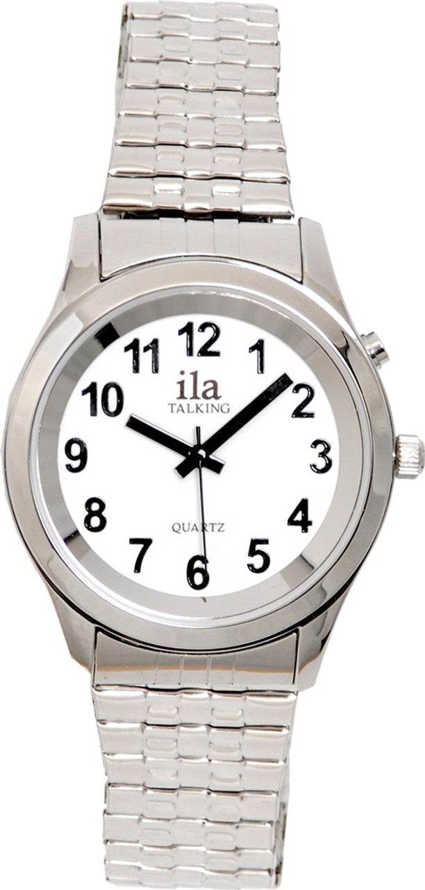 Men's Silver ila 1 Button Talking Watch with Choice of Voice Special Needs Computer Solutions
