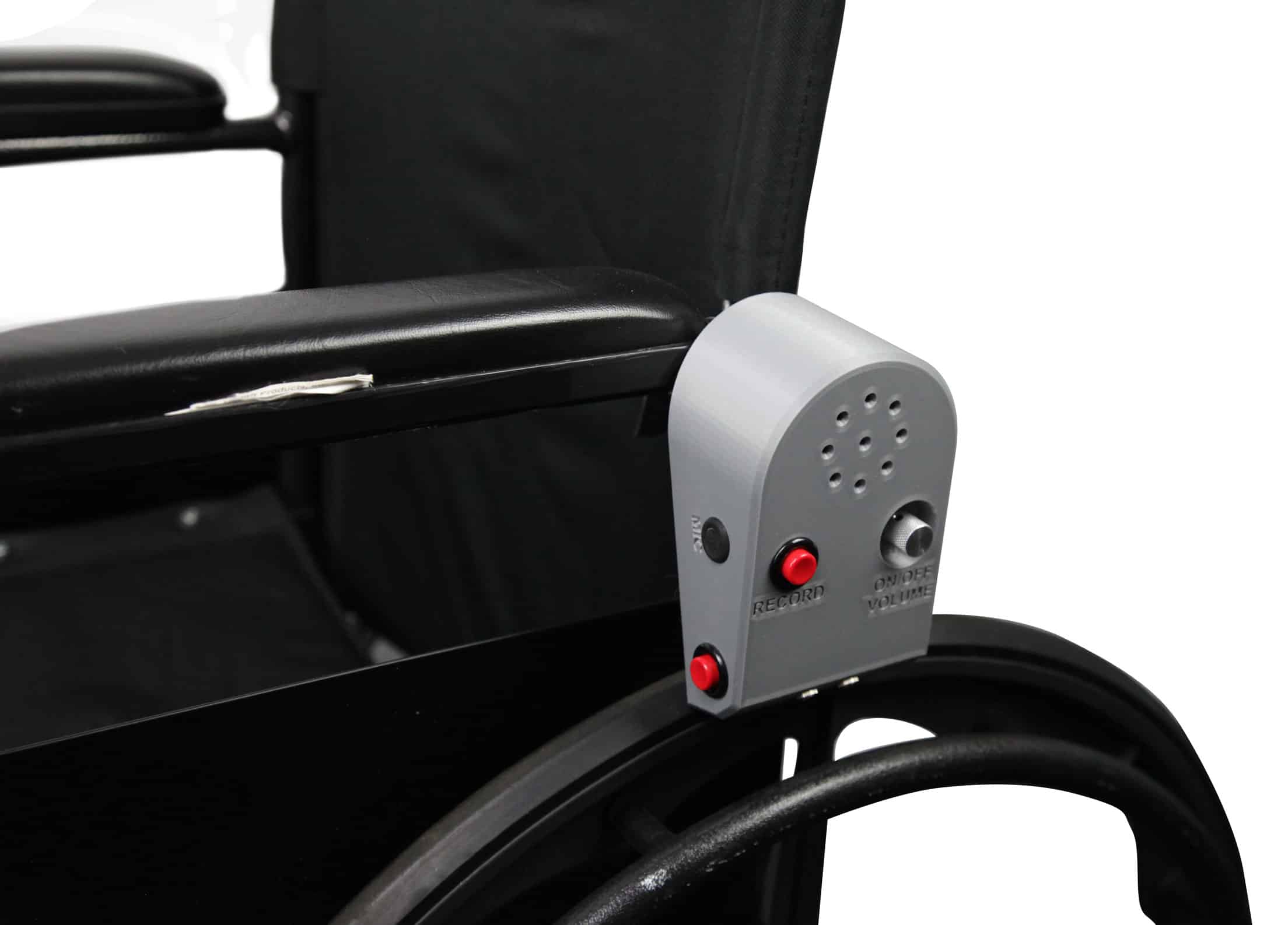 Clip Talk Attached to Wheelchair