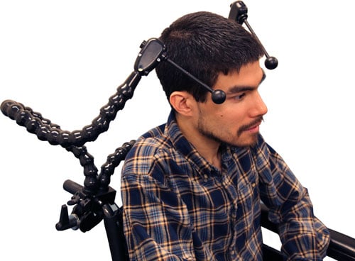 Man Using Easy Flex Dual Ultimate Switch on Wheelchair