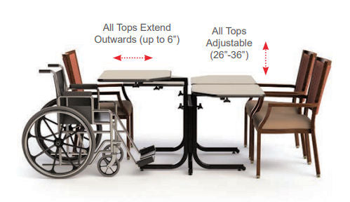 Wheelchair Adjustable Table Adjustable Height Over Chair Table For