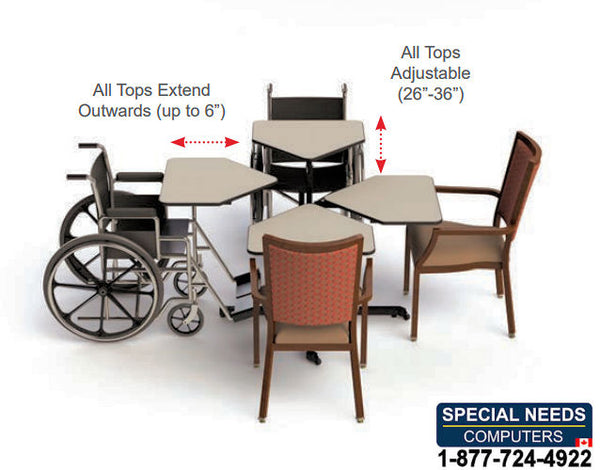 トールペイント「Table Collection」 Four Person Wheelchair Height Adjustable Table - 4-4-1