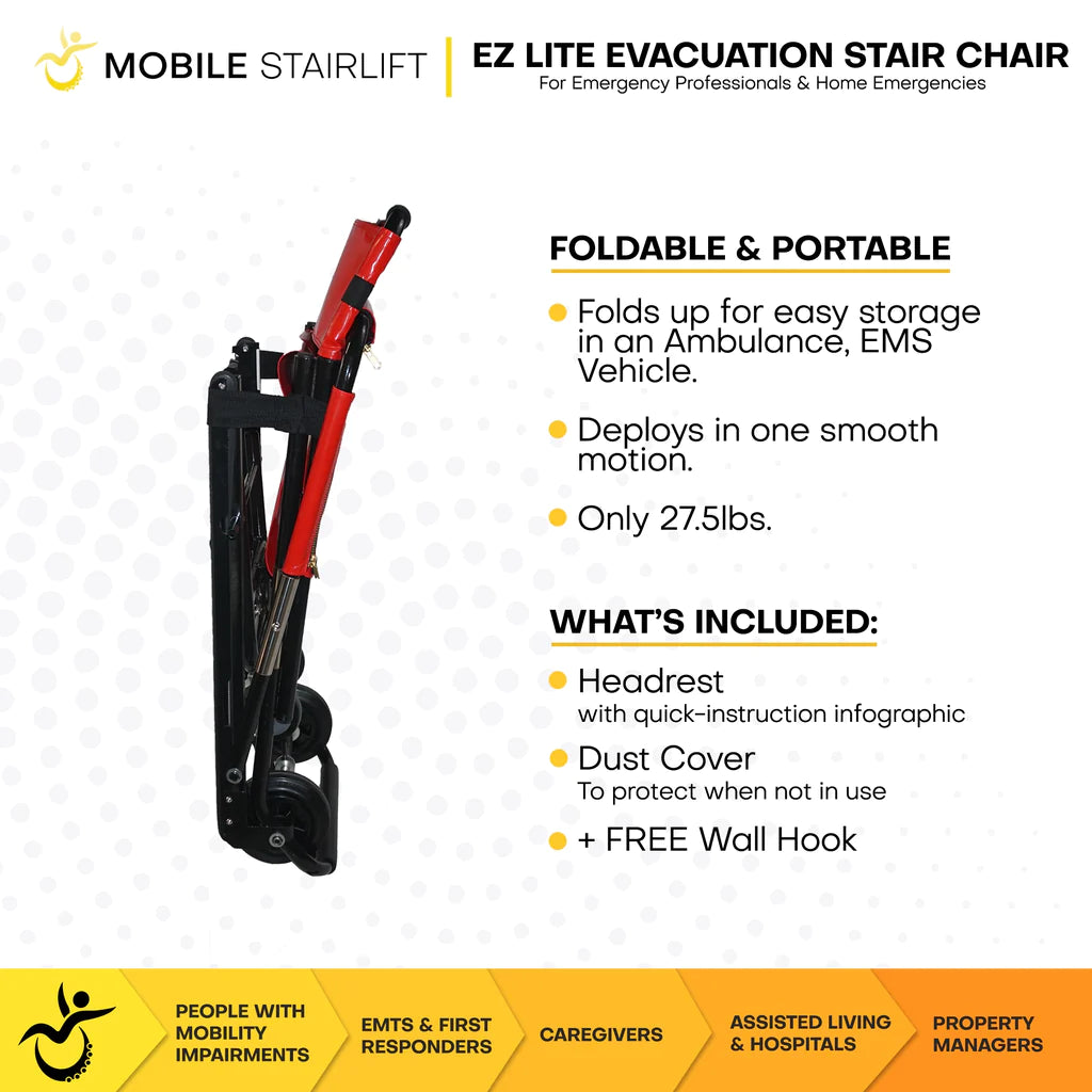 EZ LITE Evacuation Foldable Medical Stair Lift Chair portable