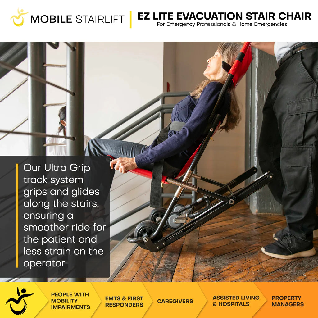 EZ LITE Evacuation Foldable Medical Stair Lift Chair ultra grip