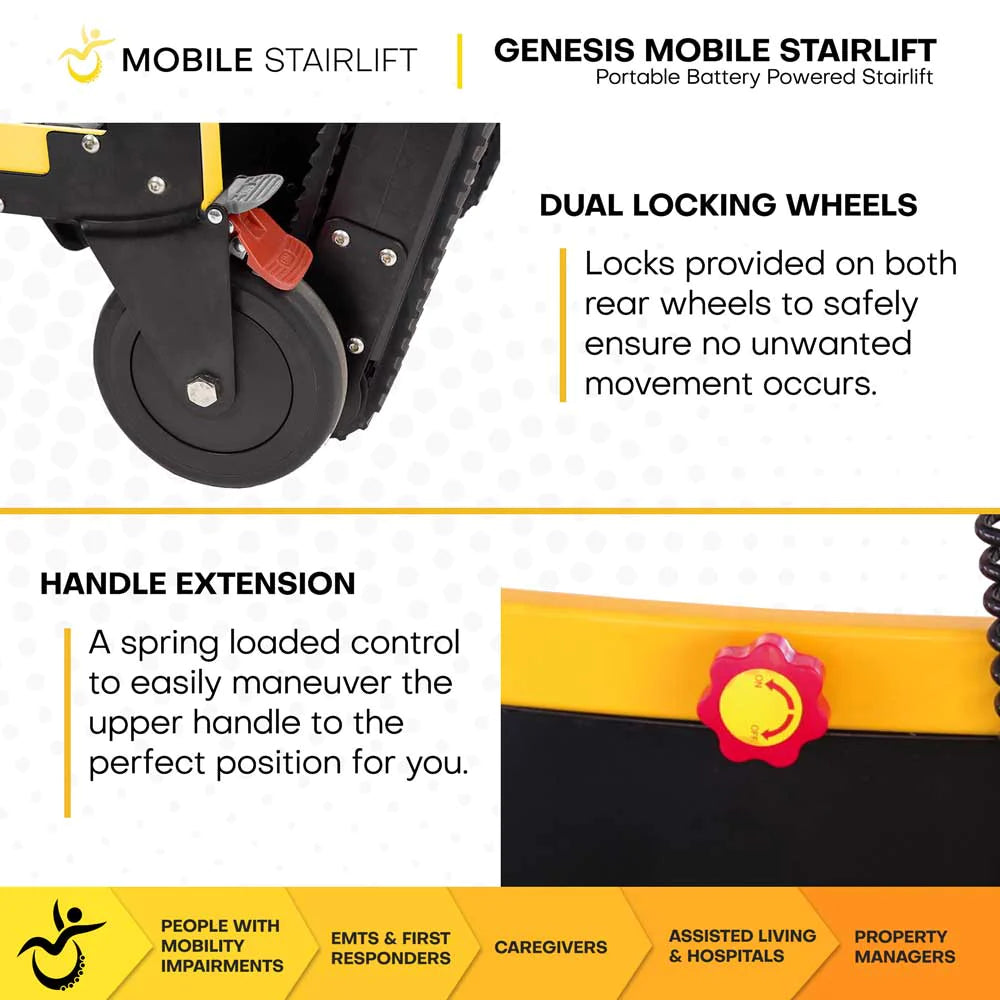 Genesis Mobile Stairlift dual lock wheels