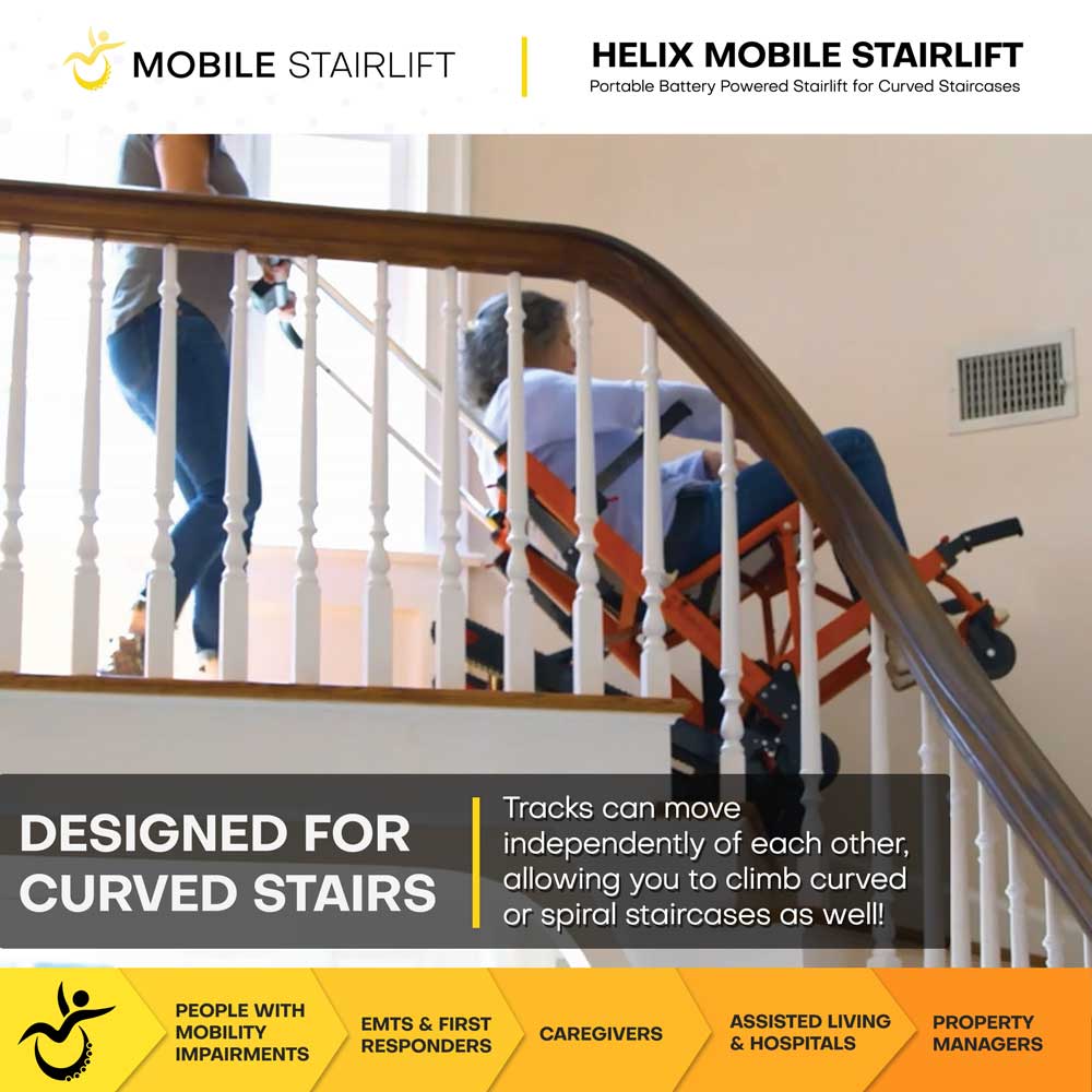 Helix Mobile Stairlift curved stairs