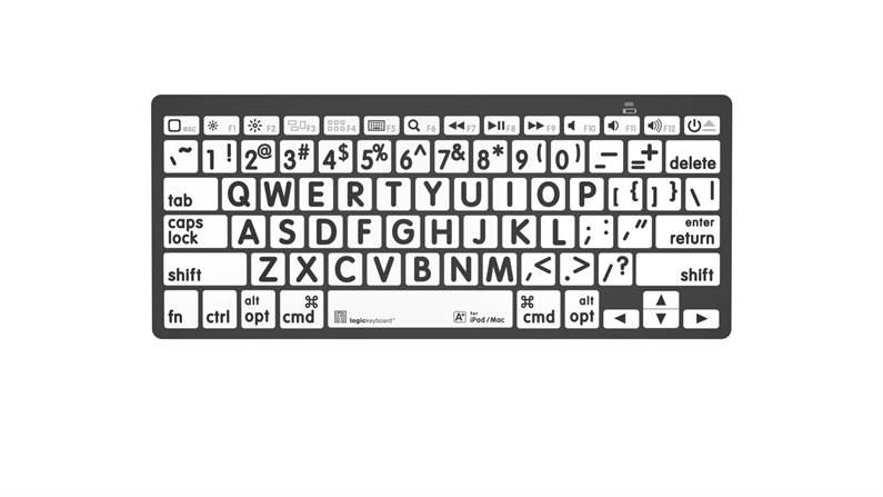 LargePrint White on Black - Mac Bluetooth Mini Keyboard