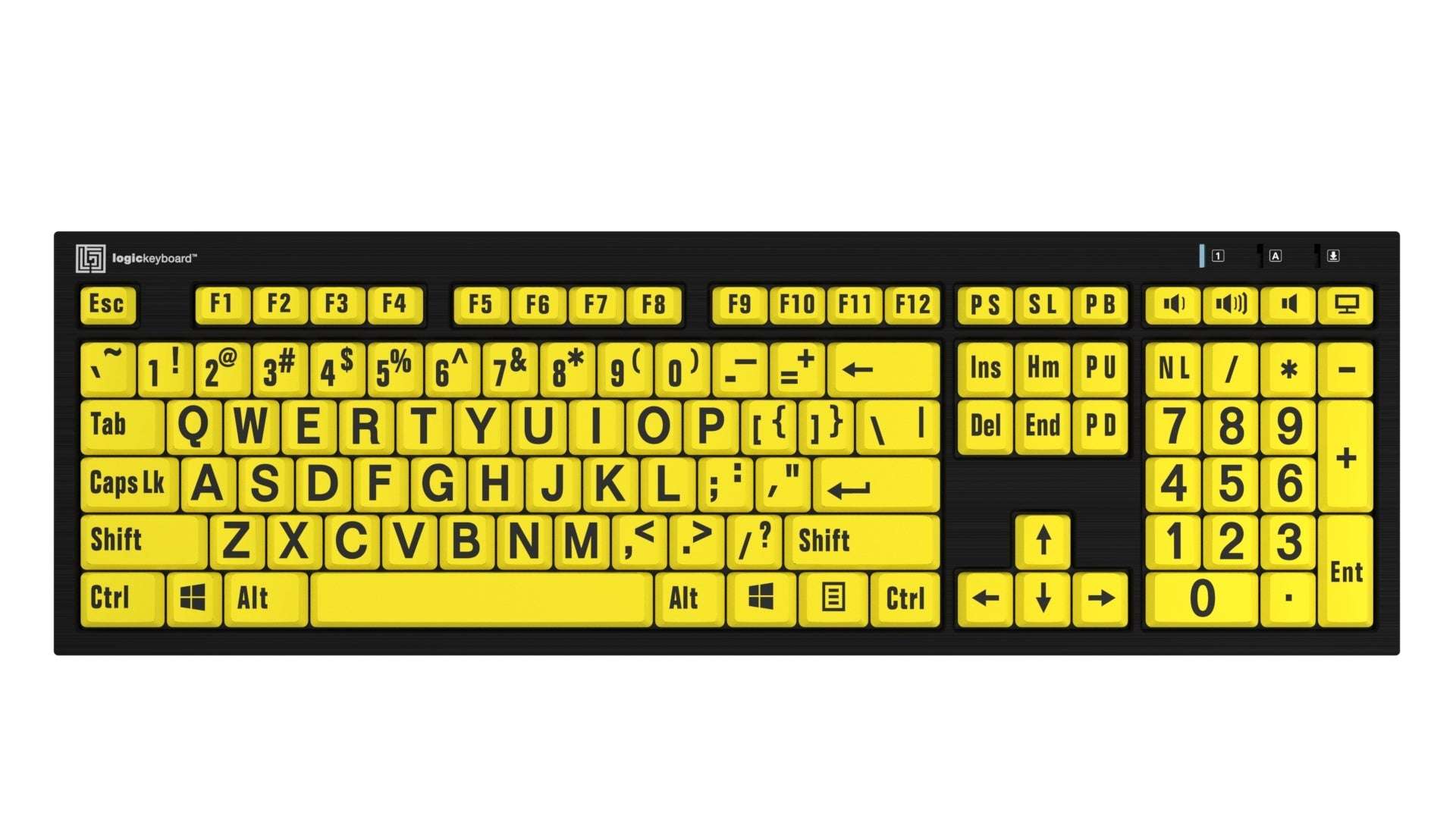 LargePrint Yellow on Black - PC Nero Slimline Keyboard