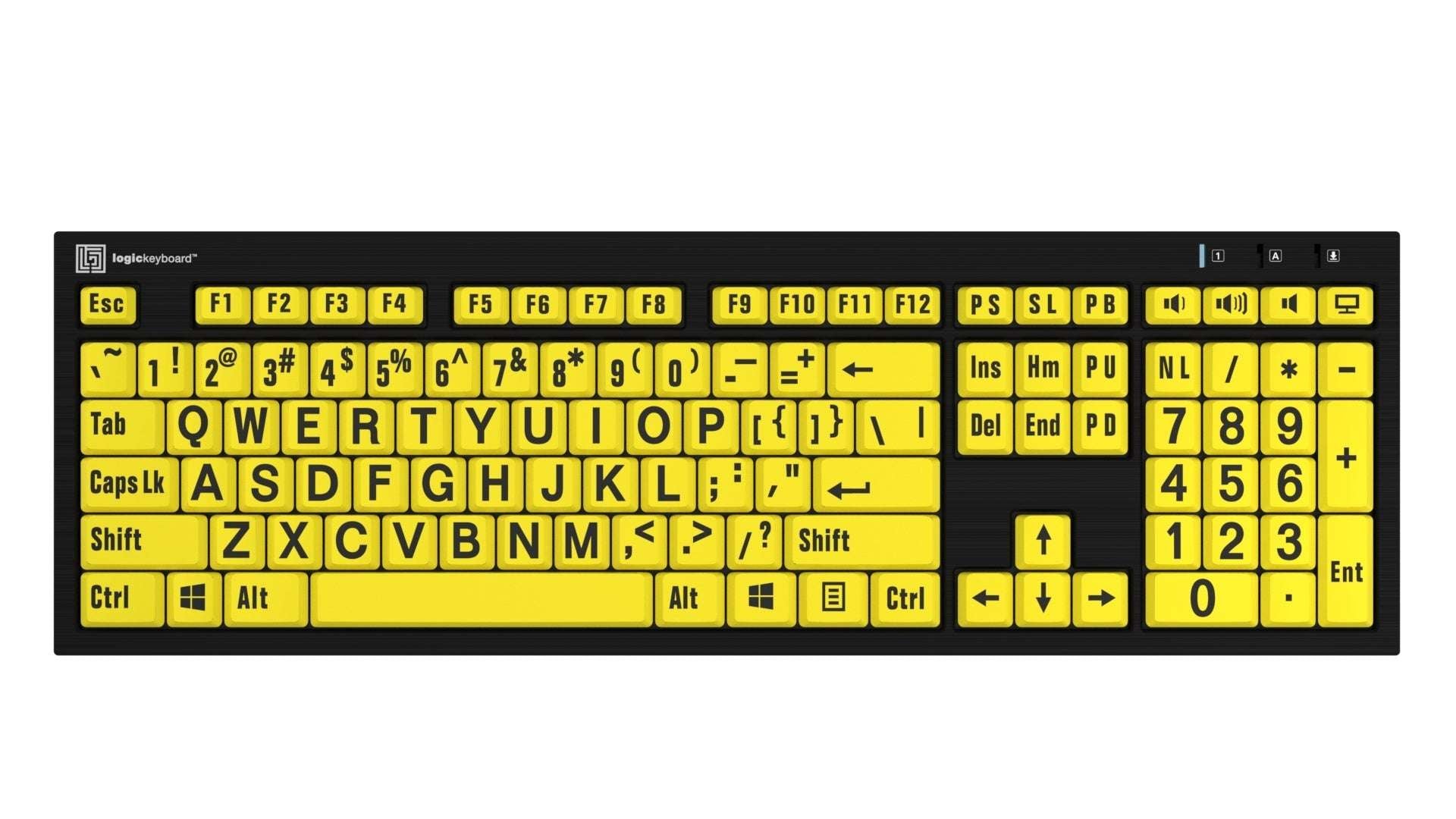 LargePrint Yellow on Black - PC Nero Slimline Keyboard LogicKeyboard