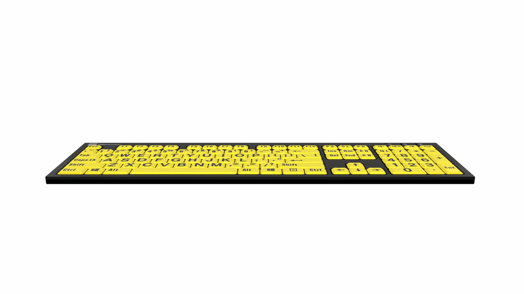 LargePrint Yellow on Black - PC Nero Slimline Keyboard LogicKeyboard