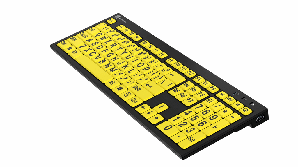 LargePrint Yellow on Black - PC Nero Slimline Keyboard LogicKeyboard
