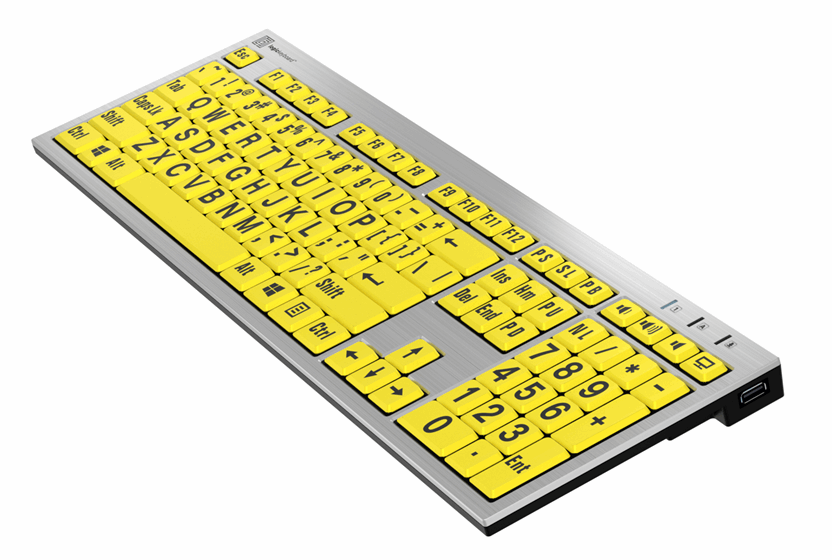 Slimline Large Print Logickeyboard - Black on Yellow Made for Windows PC - 3
