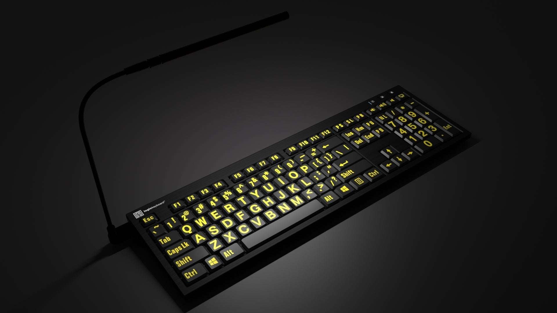 LargePrint Yellow on Black - PC Nero Slimline Keyboard LogicKeyboard