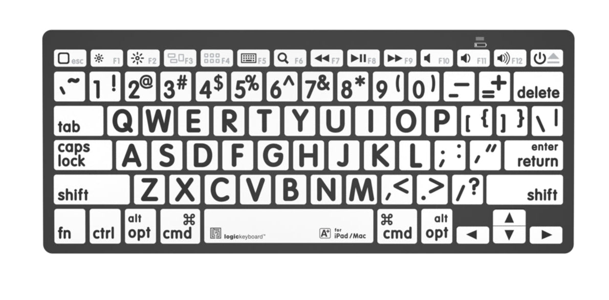 LargePrint Black on White Mini Bluetooth Keyboard US English - Mac