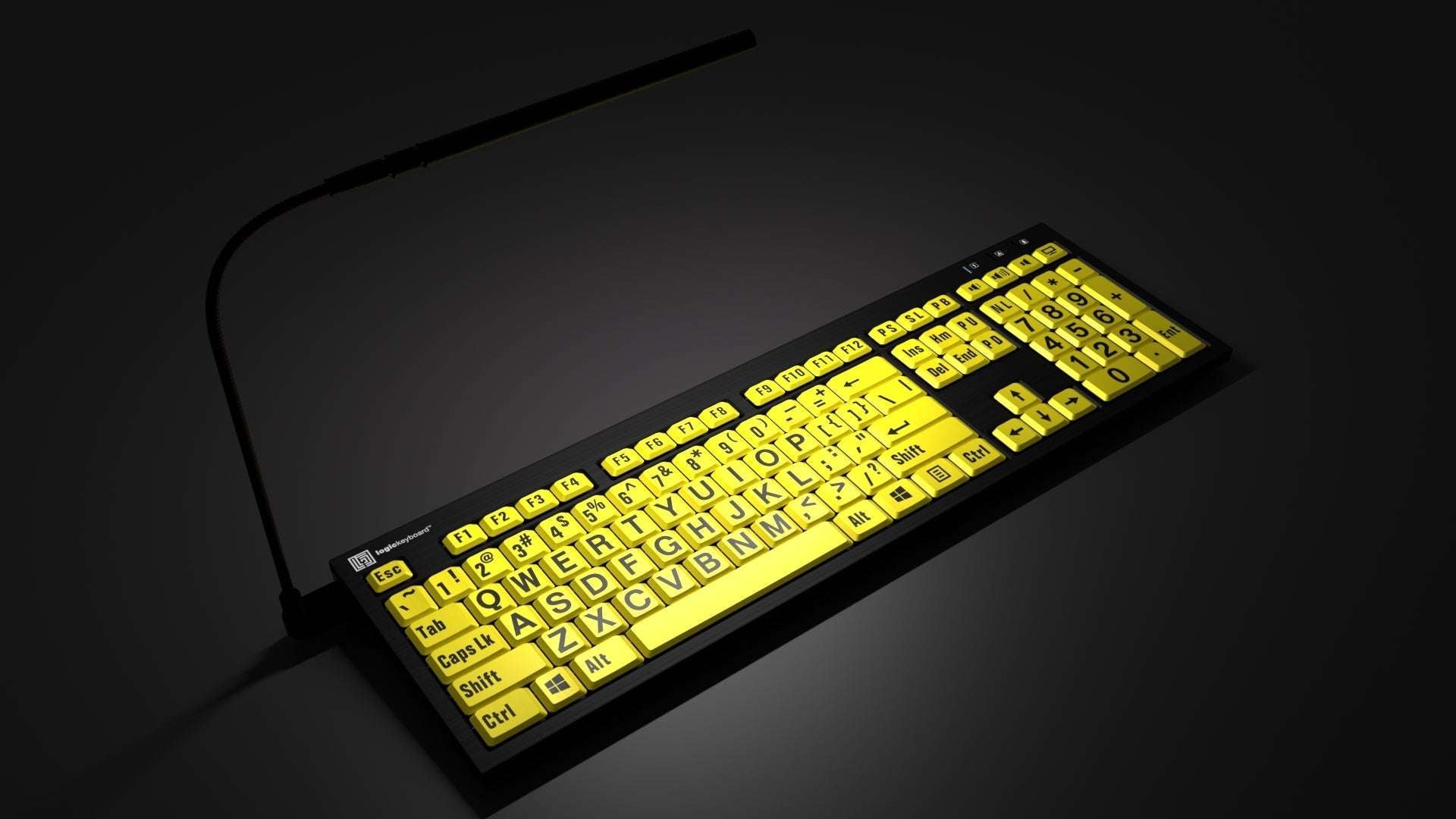 LargePrint Yellow on Black - PC Nero Slimline Keyboard LogicKeyboard