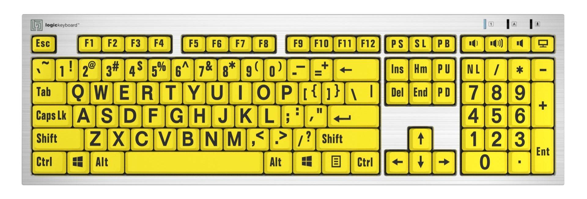Slimline Large Print Logickeyboard - Black on Yellow Made for Windows PC - 1