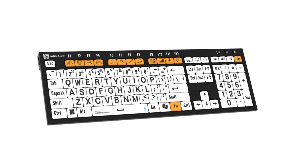 Logistickeyboard Windows Accessibility - NERO Slimline Keyboard Black on White - 