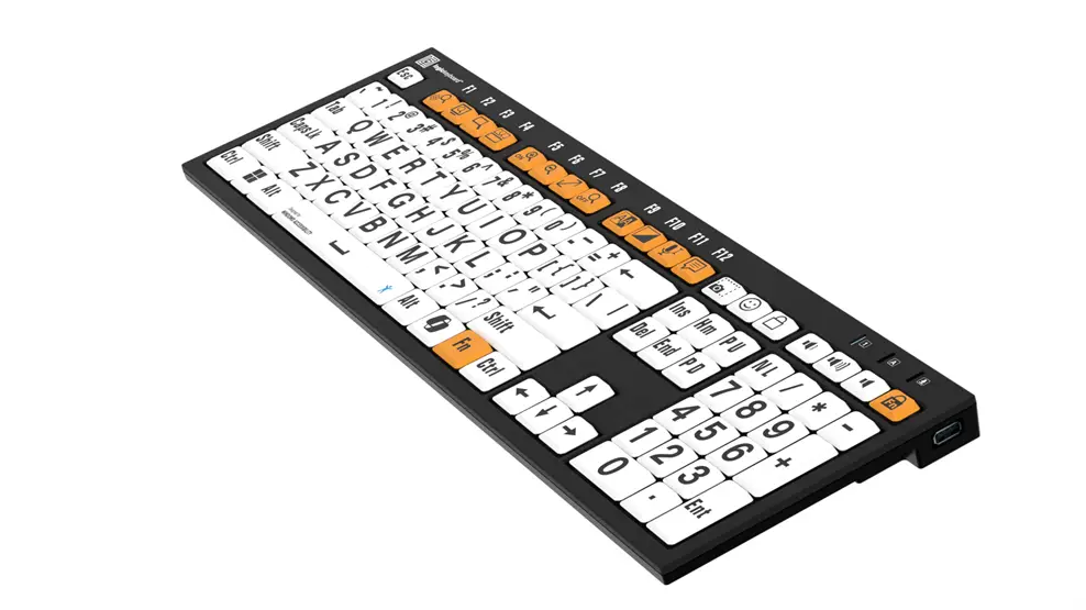 Logistickeyboard Windows Accessibility - NERO Slimline Keyboard Black on White - 5
