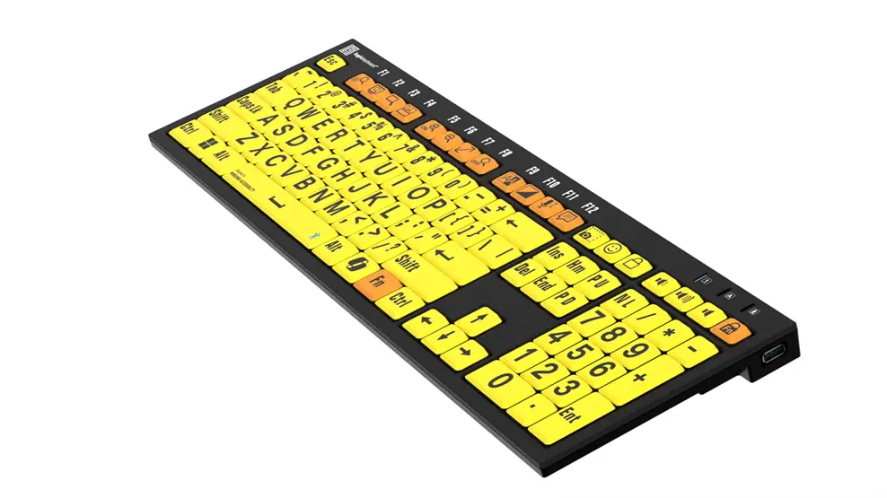 Logistickeyboard Windows Accessibility - NERO Slimline Keyboard Black on Yellow - 5