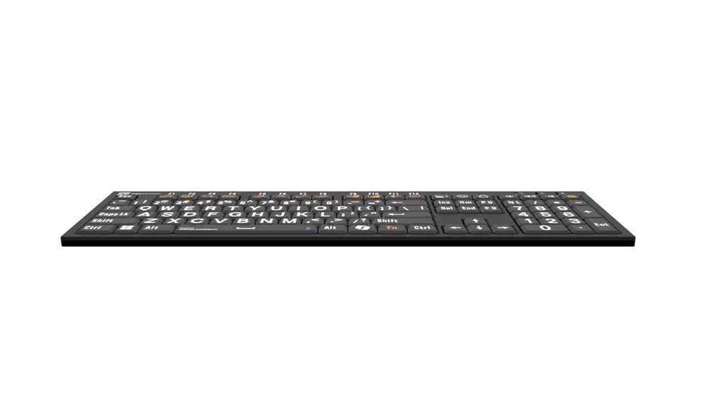 Logistickeyboard Windows Accessibility - NERO Slimline Keyboard White on Black- 3