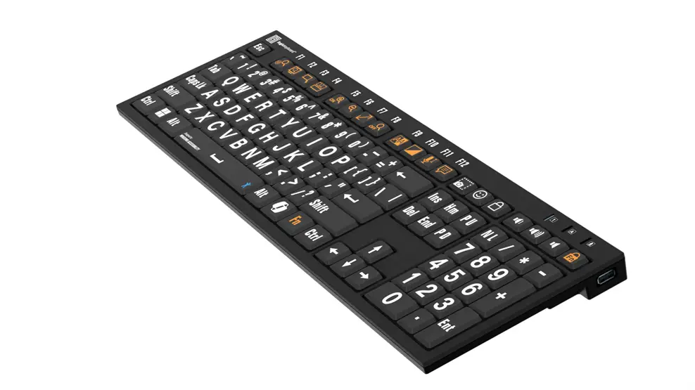 Logistickeyboard Windows Accessibility - NERO Slimline Keyboard White on Black- 5