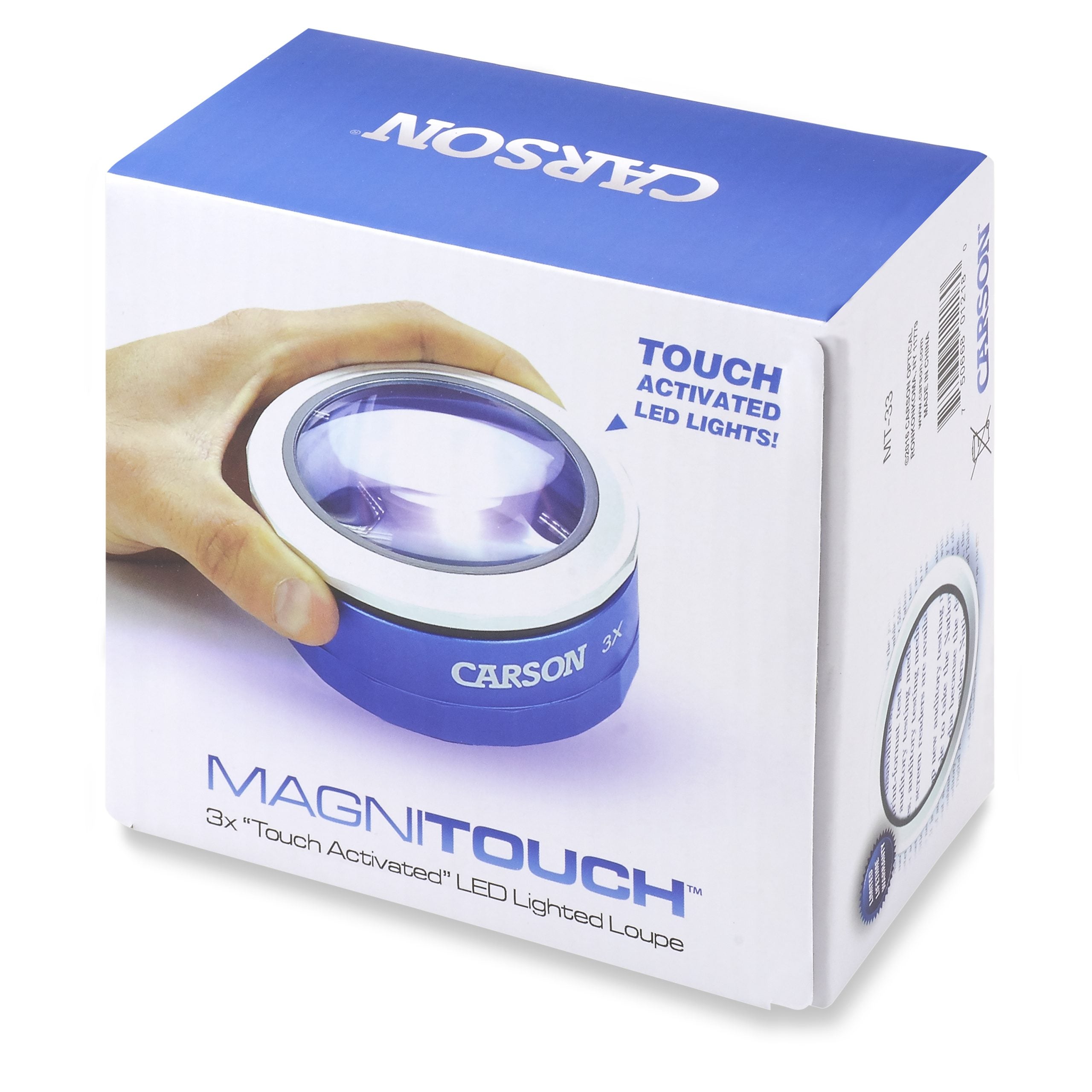 MagniTouch 3x Touch Activated LED Lit Focusable Stand Loupe Magnifier