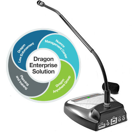 Nuance 375810 Dragon Law Enforcement State and Local Government OLP Level AA with Speechware 6-in-1 TableMike USB Microphone