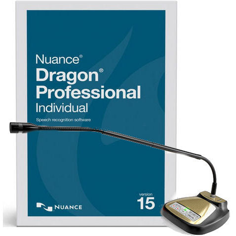 Nuance 375814 Dragon Professional Individual Version 15 Speech Recognition Software with Speechware 9-in-1 TableMike USB Microphone