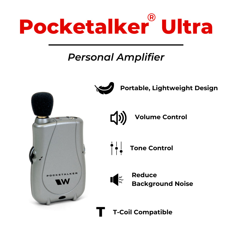 Pocketalker Ultra with earbud and headphone