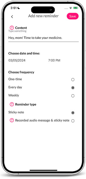 RAZ Memory Cell Phone Reminder Screen