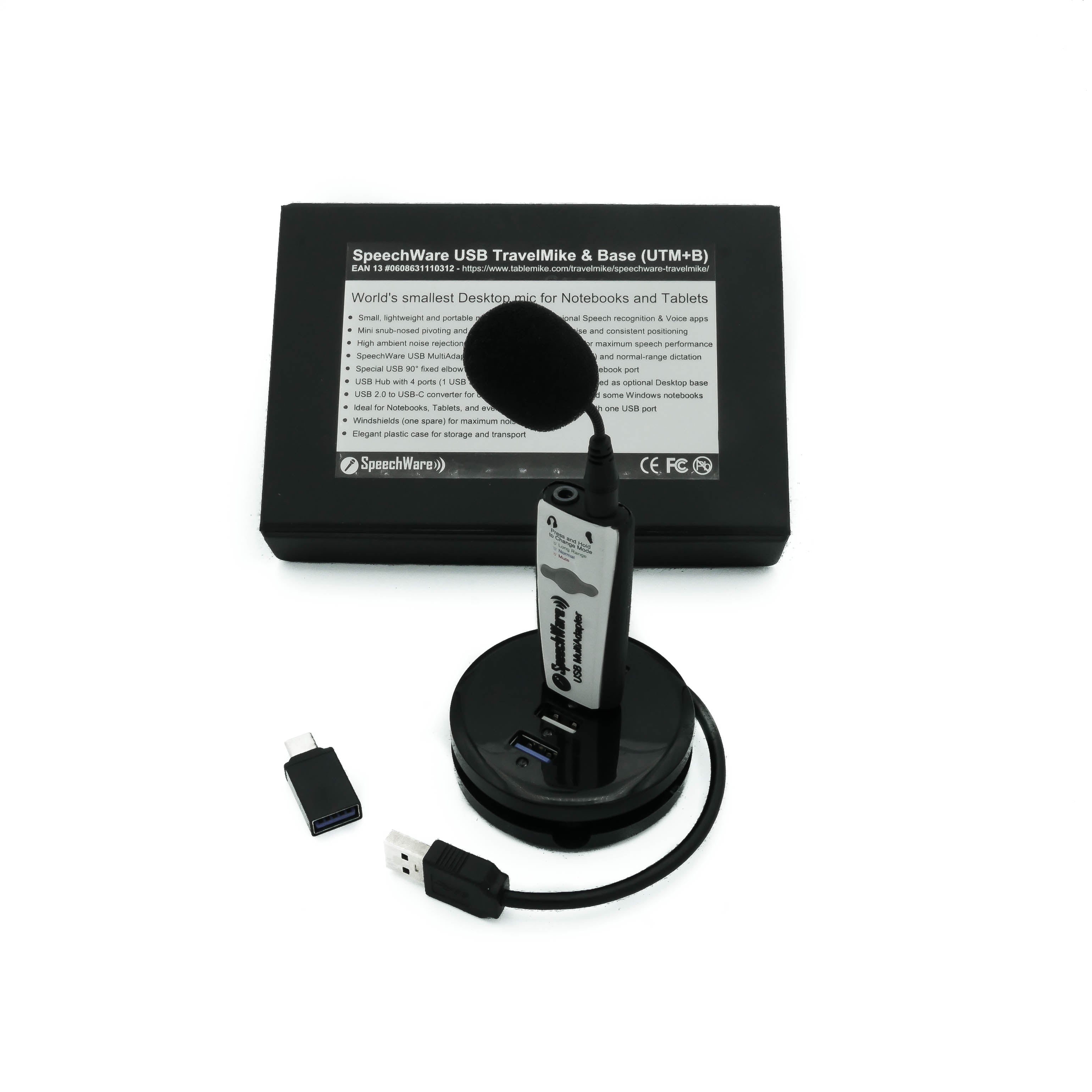 SpeechWare UTM+B USB TravelMike® Noise Cancelling Hands-free Flexible Boom Laptop Microphone with Speech Equalizer - 3