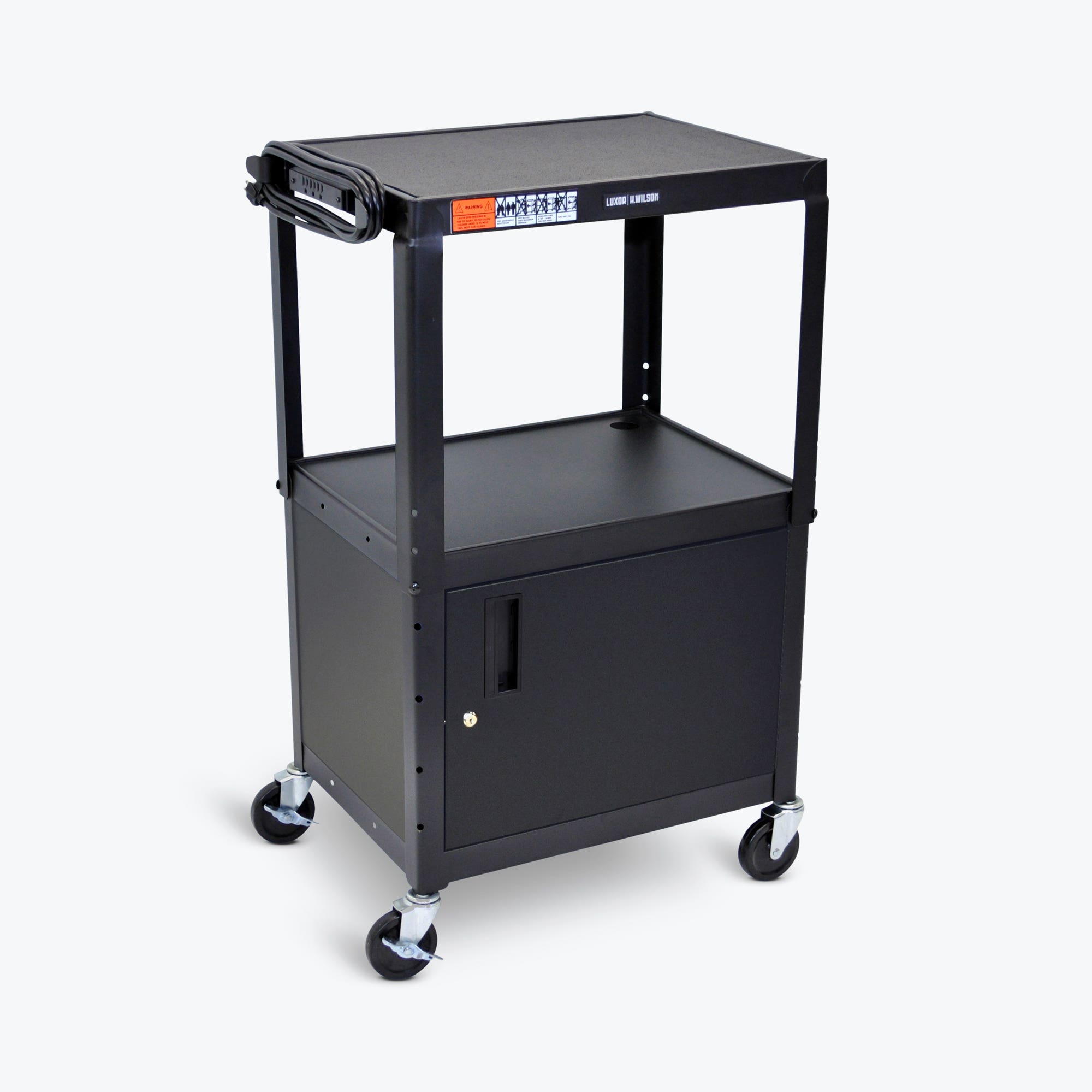 Adjustable-Height Steel AV Cart - Cabinet - 1