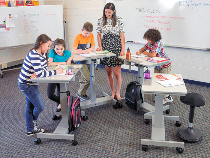 Student Desk - Sit Stand Desk with Crank Handle classroom