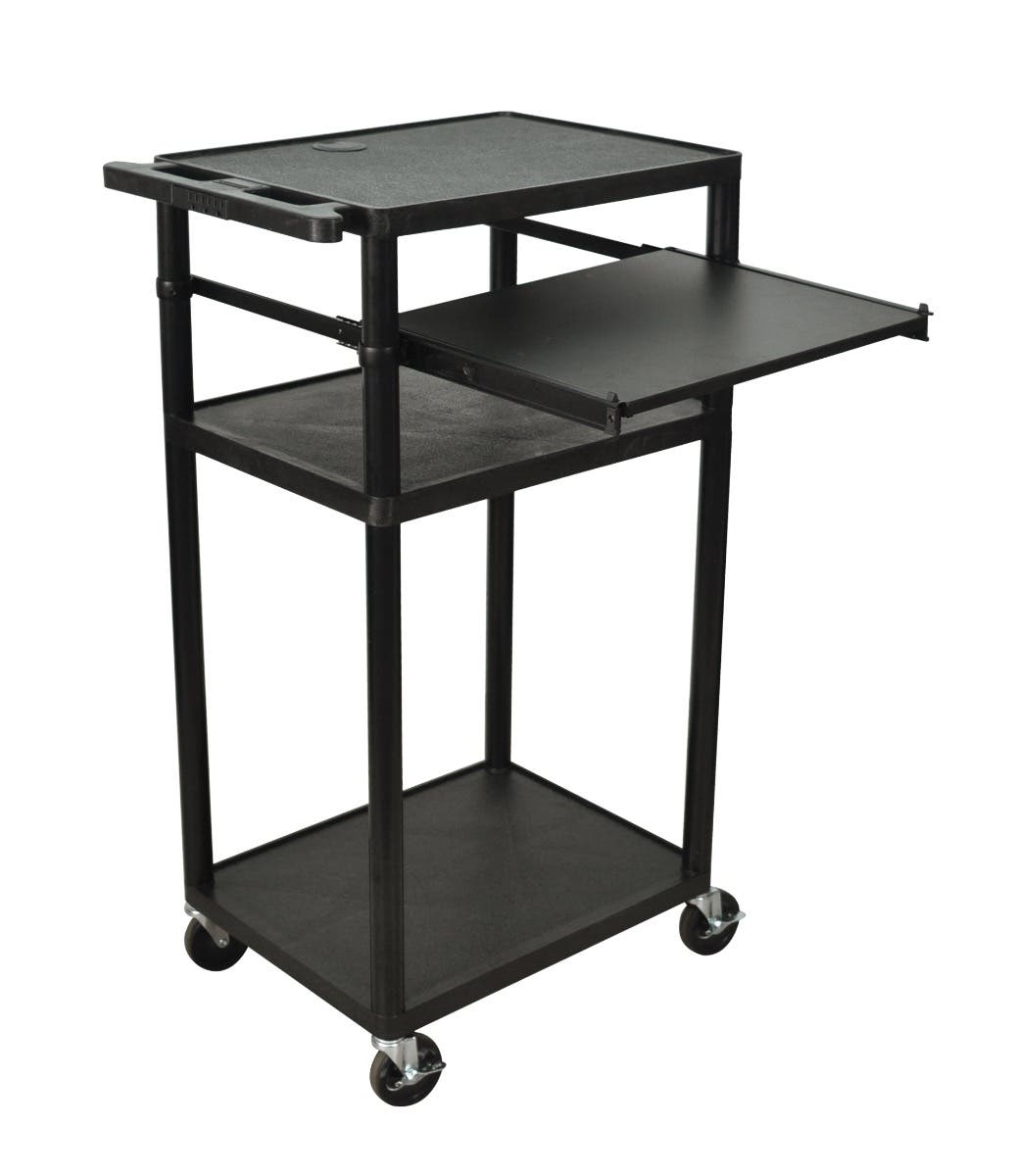 45"H Plastic AV Cart with Keyboard Tray - 1